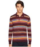 Missoni Riga Chevron Long Sleeve Polo (burgundy) Men's Sweater
