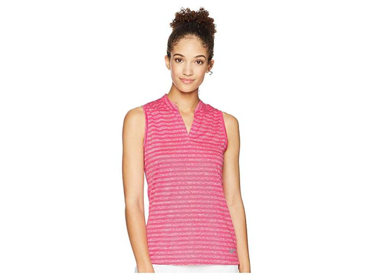 Nike Golf Zonal Cooling Polo Sleeveless Jacquard (rush Pink/flint Silver) Women's Clothing