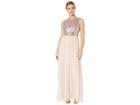 Marina Sleeveless Gown Sequin Top Solid Tulle Skirt (rose) Women's Clothing