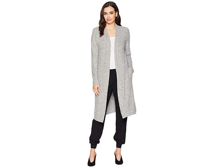 Dylan By True Grit Luxe Soft Marled Sweater Fleece Long Cardigan (heather Grey) Women's Sweater