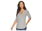 Bobeau 3/4 Sleeve W/ Neck Tie Detail (white/black) Women's Clothing