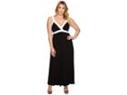 Karen Kane Plus Plus Size Banded Maxi Dress (black/off-white) Women's Dress