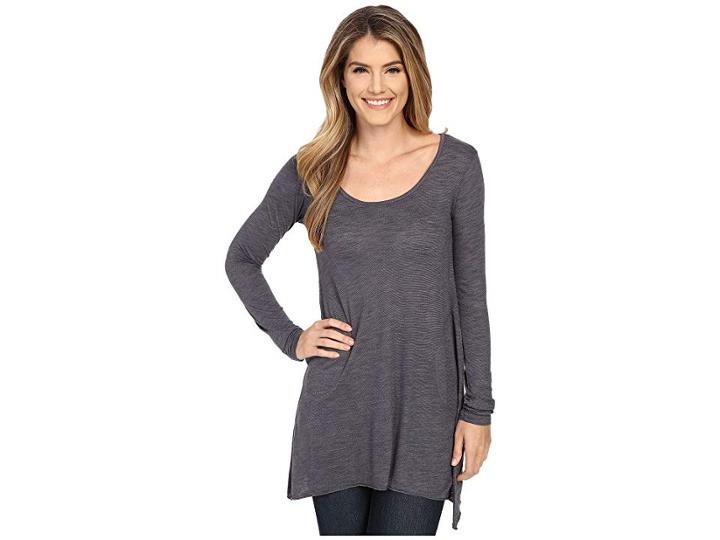 Allen Allen L/s Angled 2-pocket Scoop Tunic (flint) Women's Long Sleeve Pullover
