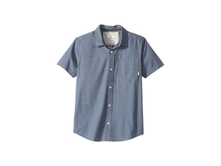 Quiksilver Kids Heat Wave Short Sleeve Shirt (big Kids) (dark Denim) Boy's Short Sleeve Button Up