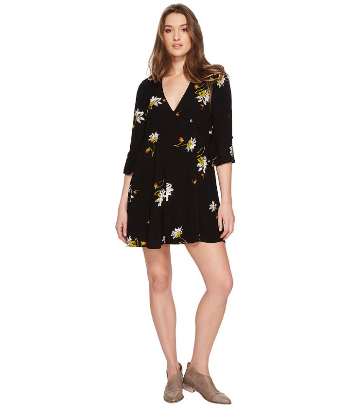 Free People Time On My Side Mini Dress (black Combo) Women's Dress