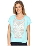 Rock And Roll Cowgirl Short Sleeve Knit 47-6253 (turquoise) Women's Short Sleeve Pullover