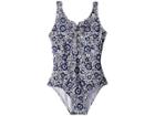 Splendid Littles Check Please One-piece (big Kids) (navy) Girl's Swimsuits One Piece