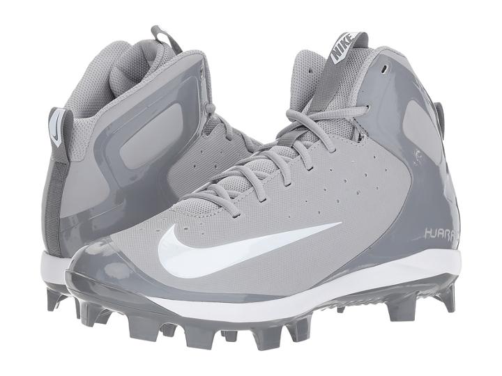 Nike Alpha Huarache Pro Mid Mcs (wolf Grey/white/cool Grey) Men's Cleated Shoes