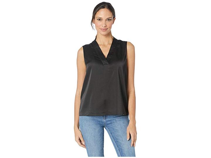 Tahari By Asl V-neck Sleeveless Blouse (black) Women's Clothing