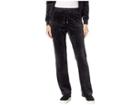 Juicy Couture Foil W/ Glitter Logo Bootcut Velour (pitch Black) Women's Casual Pants