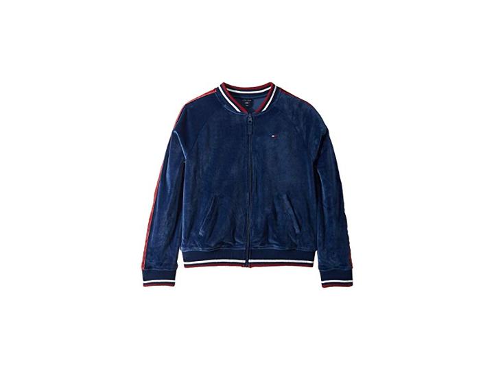 Tommy Hilfiger Kids Velvet Bomber (big Kids) (flag Blue) Girl's Coat