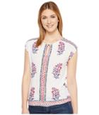 Lucky Brand Wood Block Floral Top (natural Multi) Women's Clothing