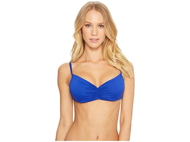 Lauren Ralph Lauren Beach Club Solids Off The Shoulder Underwire Bra Top (capri Blue) Women's Swimwear