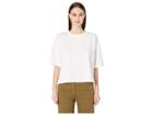 Eileen Fisher Organic Cotton Stretch Round Neck Elbow Sleeve Top (white) Women's Clothing