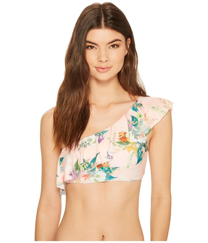 Isabella Rose Blossoms Asymmetrical Bikini Top (multi) Women's Swimwear