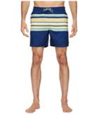 Original Penguin Engineered Stripe Fixed Volley Stretch Swim Shorts (blue Depths) Men's Swimwear