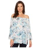 Karen Kane Ruffle Side-slit Top (powder Blue) Women's Clothing