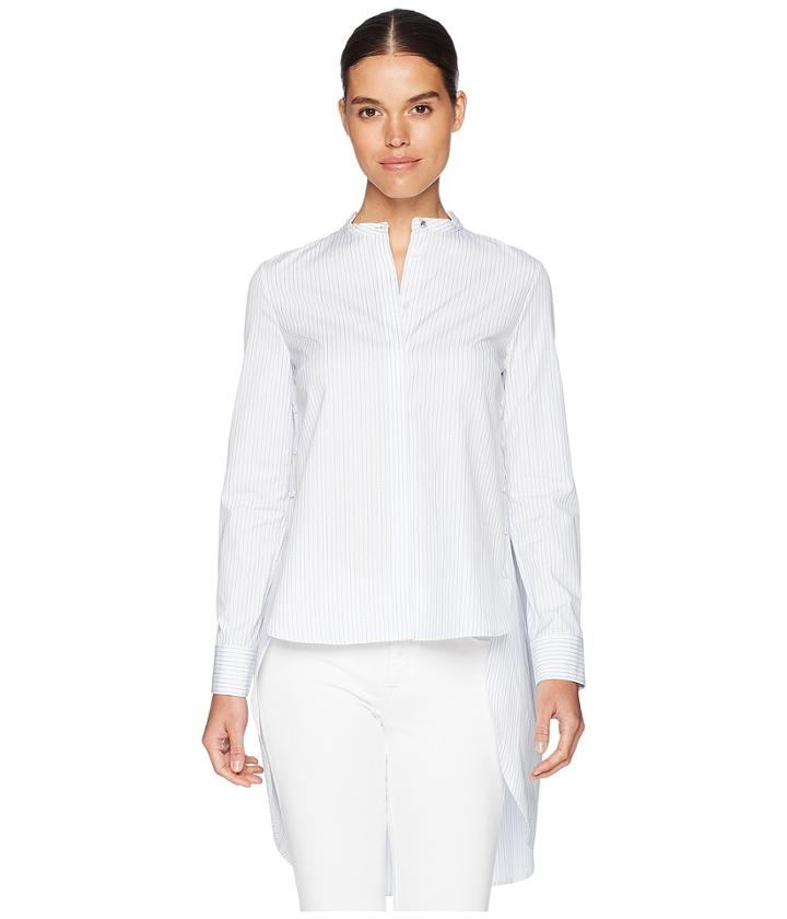 Adam Lippes Striped Cotton High-low Tunic (white/blue) Women's Clothing