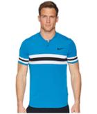 Nike Court Dry Advantage Stripe Tennis Polo (green Abyss/black/black) Men's Short Sleeve Pullover