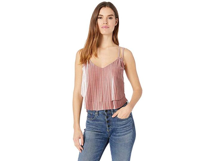 Jack By Bb Dakota Touch Of Velvet Pleated Double Layer Top (rogue Pink) Women's Clothing