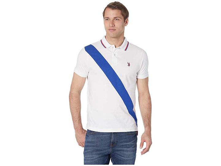 U.s. Polo Assn. Slim Color Block Jersey Polo (white) Men's Clothing