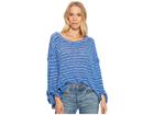 Free People Striped Island Girl Hacci (blue Combo) Women's Long Sleeve Pullover