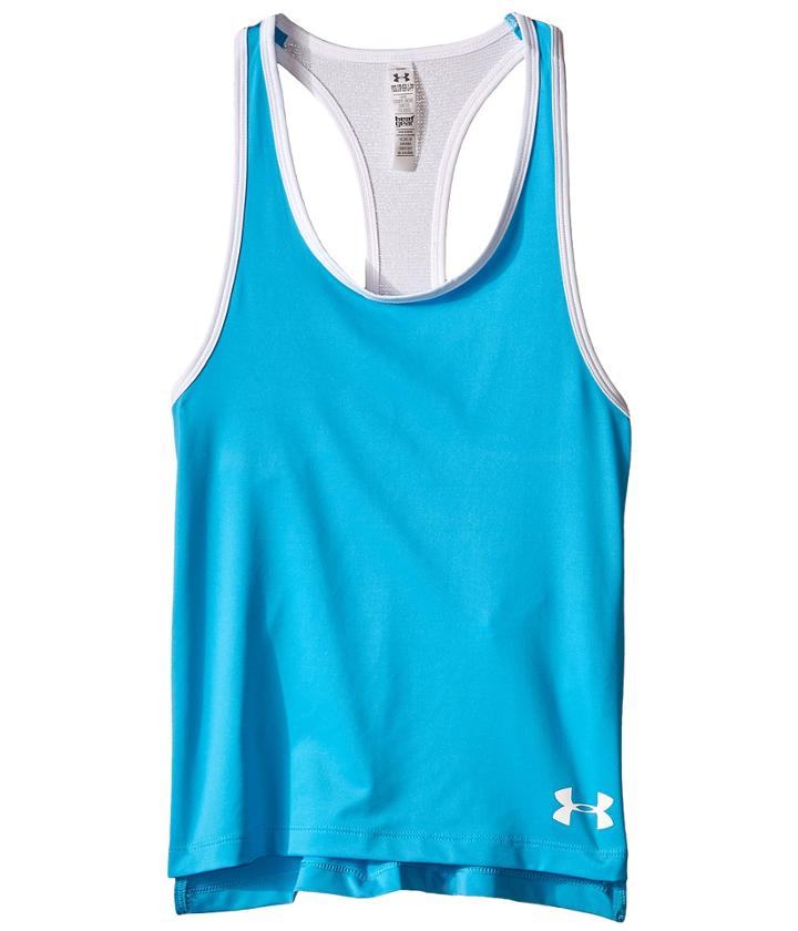 Under Armour Kids Heatgear(r) Alpha Tank (big Kids) (meridian Blue/after Burn) Girl's Sleeveless