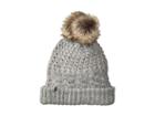 Plush Fleece-lined Chunky Knit Hat With Faux Fur Pom Pom (speckled Heather) Beanies