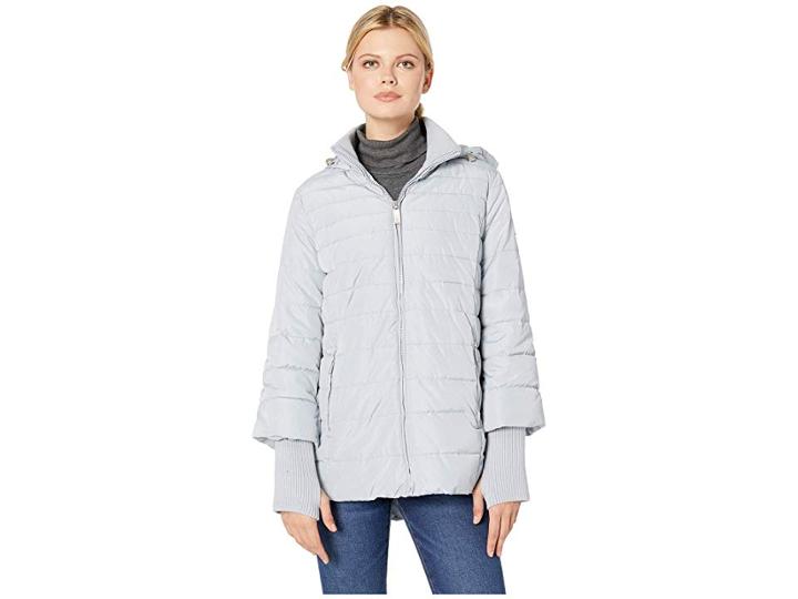 Kenneth Cole New York Poly Bonded Rain W/ Inner Bib And Crinkle Metallic Lining (oyster) Women's Coat