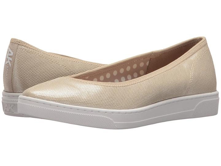 Anne Klein Overthetop (metallic Natural/natural/white Synthetic) Women's Flat Shoes