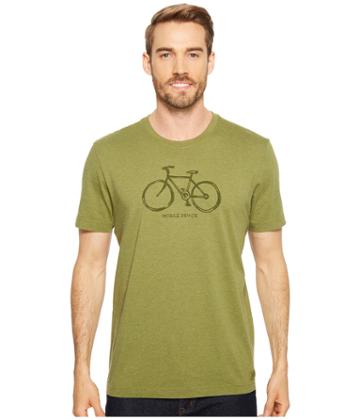 Life Is Good Mobile Device Bike Crusher Tee (heather Tree Green) Men's T Shirt