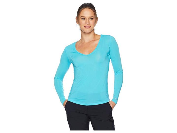 Jamie Sadock Sunsense(r) Long Sleeve Layering Top (cyan) Women's Long Sleeve Pullover