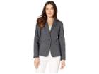 Tahari By Asl Novetly Stripe One-button Jacket (navy/white) Women's Jacket