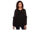 Romeo & Juliet Couture Pleated Woven Top (black) Women's Clothing
