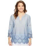 Nydj Petite Petite Callie Embroidered Tunic (loire Valley) Women's Blouse