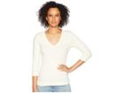 Three Dots 100% Cotton Heritage Knit 3/4 Sleeve Deep V-neck (limoncello) Women's Long Sleeve Pullover