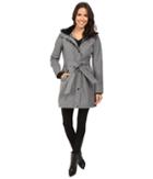 Jessica Simpson Long Softshell W/ Faux Fur Collar And Hood (heather Grey) Women's Coat