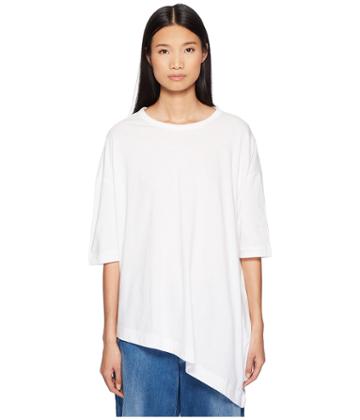 Y's By Yohji Yamamoto M-unbalance T B Asymmetrical Tee Shirt (off-white) Women's T Shirt