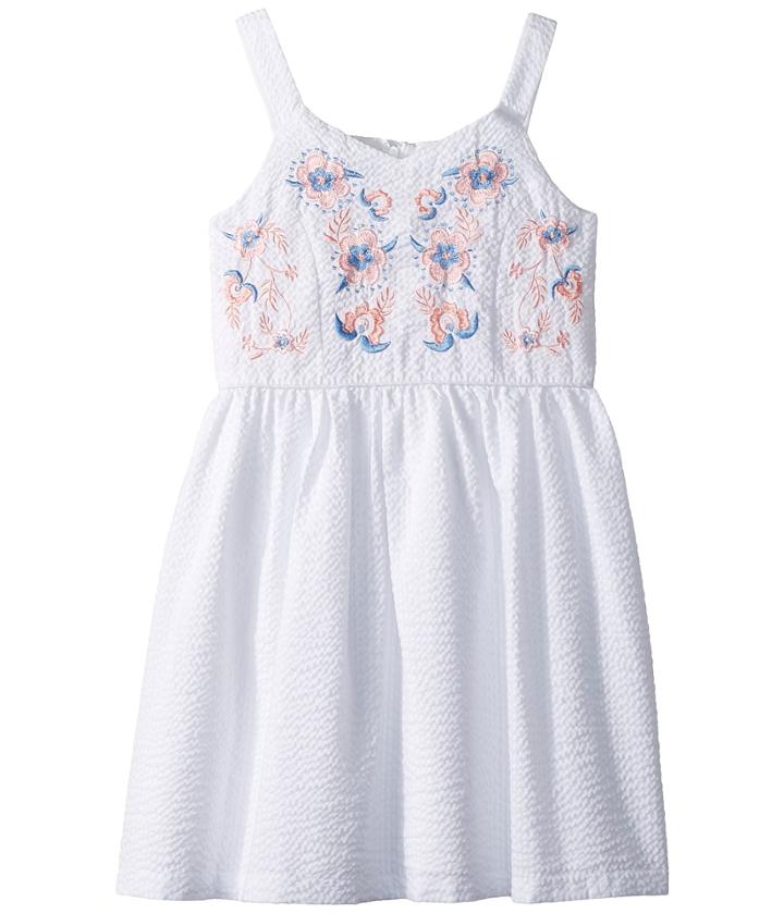 Us Angels Seersucker Dress (big Kids) (white) Girl's Dress