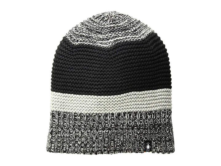 Smartwool Winter Valley Stripe Beanie (black/light Gray Donegal) Beanies