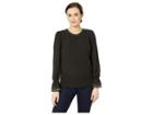 Michael Michael Kors Long Sleeve Stud Neck Top (black) Women's Clothing
