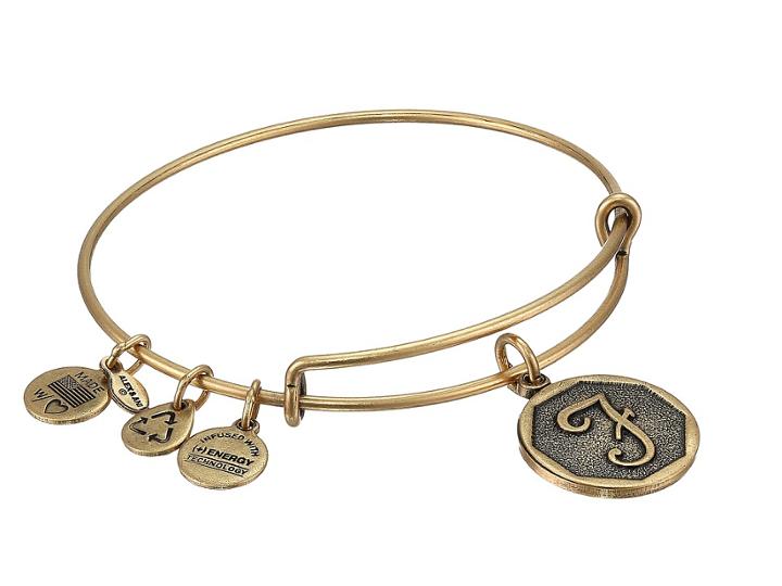 Alex And Ani Initial F Charm Bangle (rafaelian Gold Finish) Bracelet