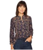 Lucky Brand Michelle Top (blue Multi) Women's Clothing