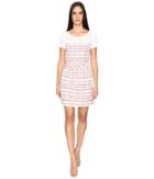 Boutique Moschino Tweed Dress With Tee Underlay (pink Stripe) Women's Dress