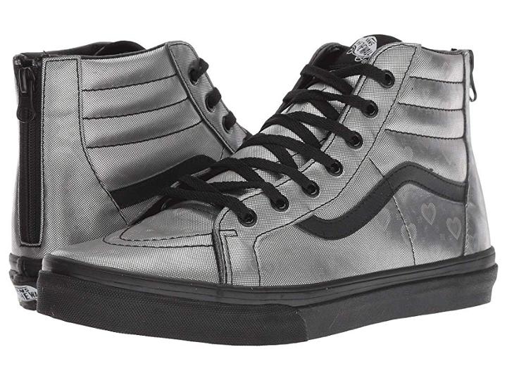 Vans Kids Sk8-hi Zip (little Kid/big Kid) ((holo Hearts) Black/black) Girls Shoes