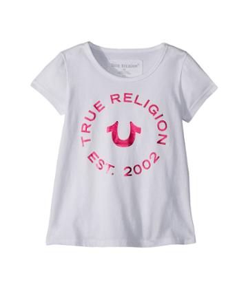True Religion Kids Logo Horseshoe Tee (toddler/little Kids) (white) Girl's T Shirt