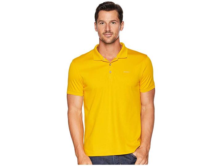 Calvin Klein Liquid Touch Polo Shirt (golden Sun) Men's Clothing