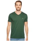 Lacoste Short Sleeve Pima Jersey V-neck T-shirt (green) Men's Short Sleeve Pullover