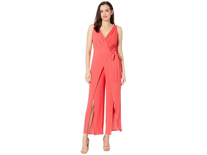 London Times Catalina Crepe Wrap Jumpsuit (pink) Women's Jumpsuit & Rompers One Piece