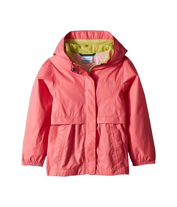 Columbia Kids Pardon My Trench Rain Jacket (little Kids/big Kids) (lollipop/green Glow) Girl's Coat